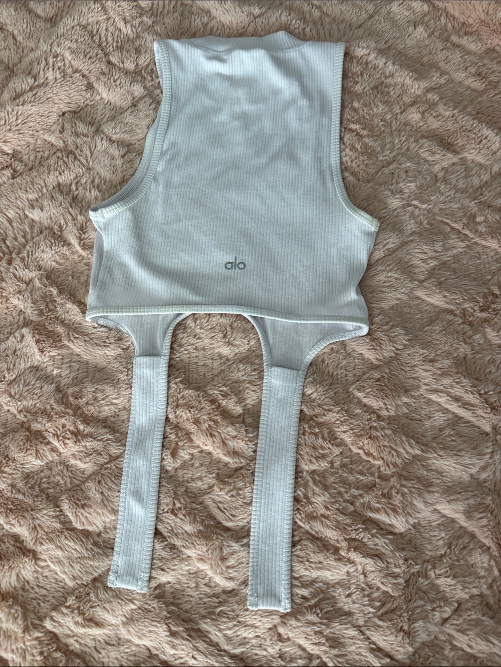 ALO Yoga White Ribbed Cutout Tank Top